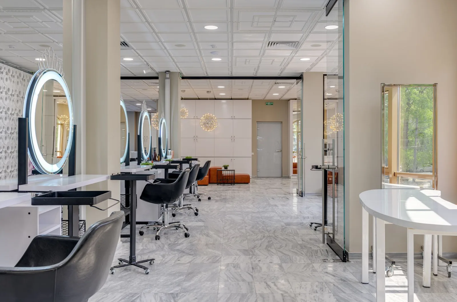 Modern beauty salon interior with professional setup