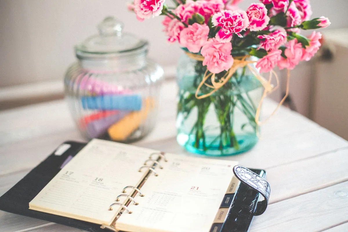 Open appointment planner on a desk