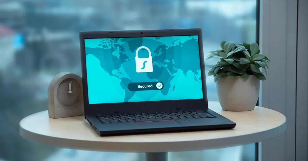 Laptop with a security lock icon symbolizing customer data protection
