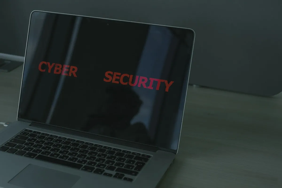Computer screen with cybersecurity text