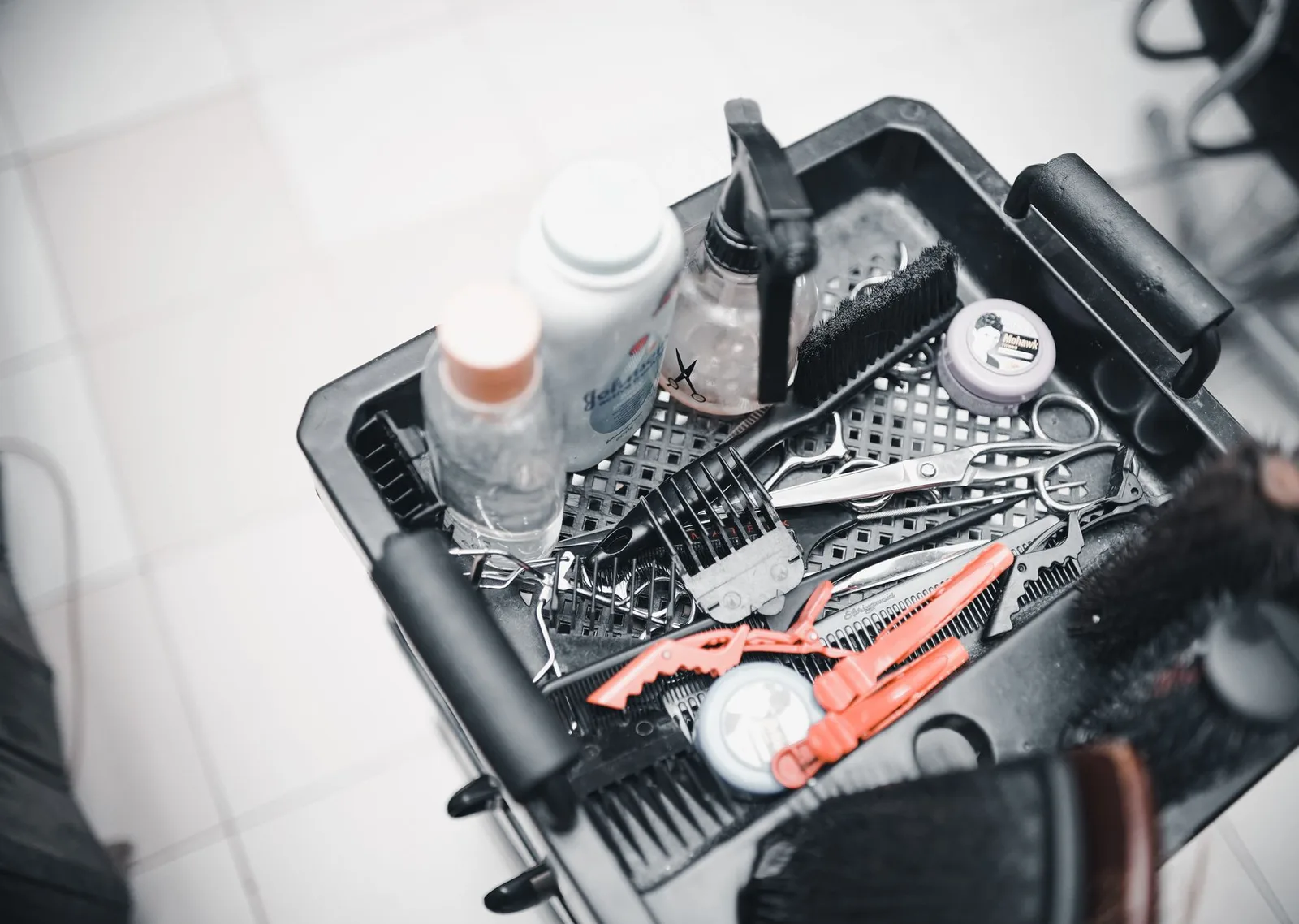 Modern hair salon interior with digital booking