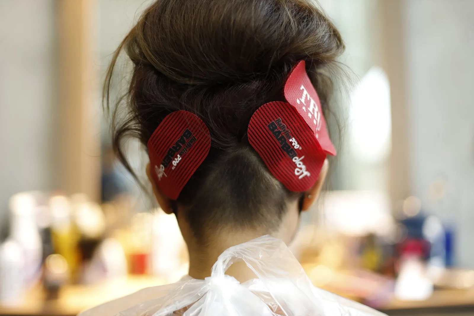 Modern hair salon interior with digital booking